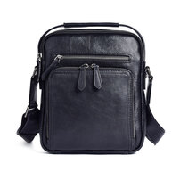 Whatna アンティーク風合い鞣し天然牛革 ショルダーバッグ メンズ 2way 斜め掛け 手提げ バッグ2室仕切 縦型 本革 レザー小さめ メッセンジャーバッグ 通学 通勤バッグ 軽量 実用 自転車かばん プレゼント男性 黒 ブラウン