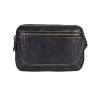 Whatna アンティーク風合い鞣し牛革 ウエストポーチ ウエストバッグ メンズ ミニショルダーバッグ 手作業で作 2室仕切 男女兼用 本革 斜めがけ ボディバッグ ワンショルダー バッグ 軽量黒ブラウン