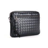 Whatna 牛革 手作り編み込み セカンド バッグ メンズ クラッチ ショルダー 肩掛け バッグ 横型 ショルダーベルト付 ハンドストラップ付 大きA4 ipad 13.3収納可 結婚式 ビジネス フォーマル 冠婚葬祭 バッグ 紳士用 男性用
