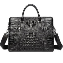 Whatna 牛革 クロコダイル型押し ビジネス バッグ メンズ 2way ショルダー 手提げ バッグ 本革 大容量 ブリーフケース A4 15.6インチPC対応 旅行 出張 通勤 通学 就活 面接 バッグ かばん 男性用 黒 ブラウン