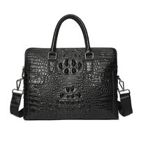 Whatna 牛革 クロコダイル型押し ビジネス バッグメンズ 2way ショルダー 手提げバッグ 2室仕切 リーフケース 14インチPC対応 旅行 出張 通勤 通学 就活 面接 バッグ かばん 男性用 WA60-5