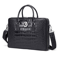 Whatna 牛革 クロコダイル型押し ビジネス バッグメンズ 2way ショルダー 手提げバッグ 3室仕切 ブリーフケース 14インチPC対応 旅行 出張 通勤 通学 就活 面接 バッグ かばん 男性用 0026