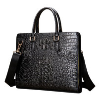 Whatna 牛革 クロコダイル型押し ビジネス バッグメンズ 2way ショルダー 手提げバッグ 3室仕切 6枚カード収納 機能美 大容量 ブリーフケース 14インチPC対応 旅行 出張 通勤 通学 就活 面接 バッグ かばん 男性用 17633