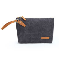 Whatna 厚手帆布x牛革 ミニセカンドバッグ メンズ バッグ 小さい 化粧かば ポーチ 小銭入れ Ipad Mini収納可 カジュアル バッグ 手持ち バッグ 小鞄 紳士用 男性用バッグ 260