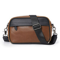 Whatna ミニショルダーバッグ メンズ ポシェット 横型 ショルダーミニポーチ 革 軽量 小型 人気型 耐久性 小さめメッセンジャーバッグ斜め掛け ビジネス 通学 通勤鞄 軽量 実用 自転車 かばん男性用 黒 (K8258)