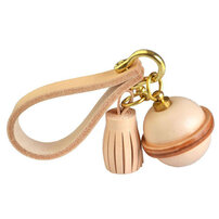 Whatnaりアンティーク風合い鞣し牛革 手作り キーホルダー・チェーン メンズ レディース 本革 鈴 ベル付