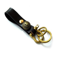 Whatna 手作り天 然 牛 革 キーホルダー・チェーン メンズ レディース 本革 H-12-09-02