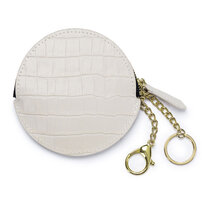 Whatna クロコダイル型押し 天 然 牛革 小銭入れ レディース コインケース ミニ財布 カード入れ キーホルダー ミニジュエリーボックス 可愛い おしゃれ 本 革 防 水 お家はもちろん、旅行、出張持ち運び便利な CL-C31