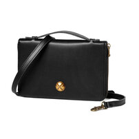 Whatna 本革 ミニセカンド バッグ メンズ 3way 斜め掛け 手提げバッグ クラッチ ショルダーバッグ 小さい カード15枚収納可 3室仕切ペン挿し付 ショルダーベルト付属 本 革 結婚式 バッグ ビジネス フォーマル 冠婚葬祭 バッグ紳士用 男性用 黒