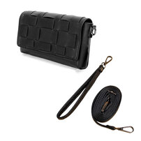 Whatna 2way 手作り編み込み pu革 ミニ セカンド バッグ メンズ ミニ ショルダーバッグ 横型 ショルダーベルト付 ハンドストラップ付 クラッチ 肩掛け 結婚式 バッグ ビジネス フォーマル 冠婚葬祭 バッグ紳士用 男性用