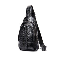 Whatna クロコダイル型押し天然 牛革 斜めがけ ボディバッグ ワンショルダー メンズ 左右付け替え可能 本 革 厚手 レザー7582