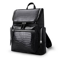 Whatna ワニ革 ビジネスバッグメンズ バッグ 2 WAY 手提げ リュック バッグ クロコダイル革 厚手 本革 A4 15.6インチpc収納可 大容量 盗難防止 旅行 出張用 通勤 通学 就活 面接 バッグ かばん 男性用 ブラウン 黒（1019B）