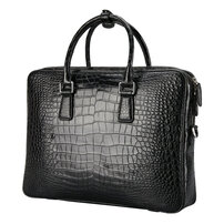 Whatna ワニ革 ビジネス バッグメンズ 2way ショルダー 手提げ バッグ ダブルファスナー仕様 クロコダイル革 本革ブリーフケース 15.6インチPC対応 旅行 出張 通勤 通学 就活 面接 バッグ かばん 男性用 1015B