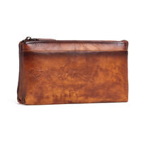 Whatna 2wayアンティーク風合い鞣し天 然 牛革 ミニセカンドバッグ メンズ クラッチ バッグ 小き 2室仕切 厚 手 本 革 防水 耐磨耗 結婚式 披露宴 バッグ カジュアルフォーマル ビジネス 冠婚葬祭 バッグ 男性用 紳士用 ブラウン31151