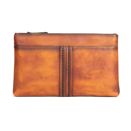 Whatna 2wayアンティーク風合い鞣し天 然 牛革 ミニセカンドバッグ メンズ クラッチ バッグ 小き 2室仕切 厚 手本 革 防水 耐磨耗 結婚式 披露宴 バッグ カジュアルフォーマル ビジネス 冠婚葬祭 バッグ 男性用 紳士用 ブラウン Whatna