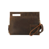 Whatna 2way 天然 牛 革 セカンド バッグ メンズ レディース バッグ [クラッチ ショルダー 肩掛け 結婚式 バッグ] 厚 手 本 革 A4 大きめ 手持ちバッグ ビジネス フォーマル 冠婚葬祭 バッグ 紳士用 男性用 黒 ブラウン（3048）