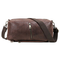 Whatna 天然 牛革 ショルダーバッグ メンズ 横型2way 斜めがけ ボディバッグ ワンショルダー バッグ 左右付け替え可能 ショルダーベルト付 本 革 肩掛けバック ボディ斜め掛け胸バッグ 自転車かばん プレゼント男性