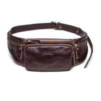 Whatna 天然 牛革 ウエストポーチ ウエストバッグ メンズ ミニショルダーバッグ 手作業で作 男女兼用 本革 斜めがけ ボディバッグ ワンショルダー 軽量 ブラウンMB121