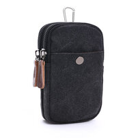 Whatna 帆布xレザー ミニセカンドバッグ メンズ レディース 3way ベルト ポーチ 登山ポーチ 小銭入れ 丈 夫 キャンバスx 革 2室仕切 カラビナポーチ ミニ ウエストバッグ カラビナ付き ミニバッグ 男性 女性用 8697