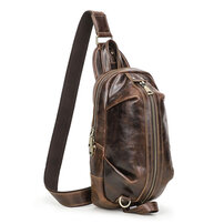 Whatna 天然 牛革 斜めがけ ボディバッグ ワンショルダー メンズ 左右付け替え可能 本革 厚手 レザー ブラウン MB192