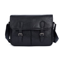 Whatna アンティーク風合い鞣し天 然 牛革ショルダーバッグ メンズ メッセンジャーバッグ 小さめ ビジネスバッグ A4 ipad air 13収納可 横 型 本革通勤 通学 斜めがけバッグ 自転車 かばん男性用 黒13733