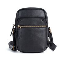 Whatna アンティーク風合い鞣し天然 牛革ミニショルダーバッグ メンズ ポシェット メッセンジャーバッグ小さめ ショルダーミニポーチ 縦型 ipad mini収納可 横 型 本革 通勤 通学 斜めがけバッグ 自転車 かばん男性用 黒ブラウン13640