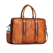 Whatna アンティーク風合い鞣し天 然 牛革 ビジネス バッグメンズ 2way ショルダー 手提げバッグブリーフケース 15.6インチPC対応 ショルダーストラップ付 旅行 出張 通勤 通学 就活 面接 バッグ かばん 男性用 131110