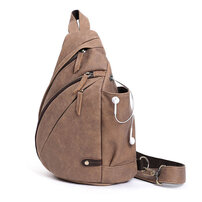 Whatna 天然 牛革 斜めがけ ボディバッグ ワンショルダー メンズ 本革 厚手 レザーイヤホン穴付6410