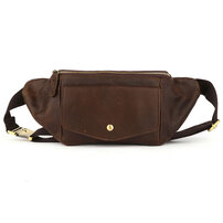 Whatna 天然 牛革 ウエストポーチ ウエストバッグ メンズ ミニショルダーバッグ 手作業で作 男女兼用 本革 斜めがけ ボディバッグ ワンショルダー 軽量 ブラウン 6363