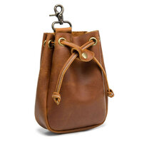 Whatna 天然 厚手 牛革 小銭入れ コインケース メンズ レディース カラビナ付き 本革 財布 巾着袋 ミニジュエリーボック イヤホン収納ケース 本 革 防 水 Q007