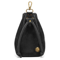 Whatna 天然 厚手 牛革 小銭入れ コインケース メンズ レディース 2way本革 ミニサコッシュ カラビナポーチ ベルトループ 6.5インチiphoneを収納可 巾着袋 ポーチミニ ウエストバッグ イヤホン収納ケース カラビナ付き