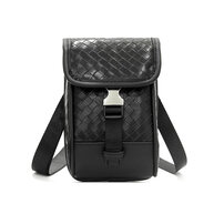 Whatna 革 ミニショルダーバッグ メンズ ポシェット縦型 ショルダーミニポーチ 革 軽量 小型 小さめメッセンジャーバッグ肩掛けミニバック 斜め掛け 軽量 実用 自転車バッグ かばん男性用 黒 8889