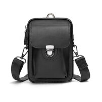 Whatna 革ミニショルダーバッグ メンズ ポシェット4way斜め掛け ミニ サコッシュ カラビナポーチ ベルトループ ポーチ ミニ ウエストバッグ カラビナ付き ショルダーベルト付通学 通勤 ミニバッグ 紳士用 男性用6017