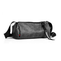 Whatna 3wayミニショルダーバッグ メンズ レディース ボディーバッグ 胸バッグ 横型 ショルダーミニポーチ 革 防水 軽量 小型 小さめメッセンジャーバッグ 斜め掛け ビジネス バッグ 通学 通勤鞄 自転車鞄 かばん男性用 黒