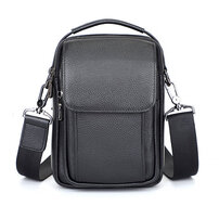 Whatna 天然 牛革ミニショルダーバッグ メンズ 2way 斜め掛け 手提げ 厚手 皮革 レザー 縦型 小さめ メッセンジャーバッグ 通学 通勤バッグ 軽量 実用 自転車かばん プレゼント男性 黒 ブラウン 1032