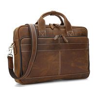 Whatna 天然 牛革 ビジネスバッグ メンズ 2WAY 手提げ・ショルダーバッグ 天然 本革 A4 15.6インチpc収納可大容量 旅行 出張用 通勤 通学 就活 面接 バッグ かばん 男性用 ブラウン （8903）