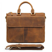 Whatna 牛革 クロコダイル型押し ビジネス バッグメンズ 2way ショルダー 手提げバッグ ブリーフケース 14インチPC対応 2本入ペンホルダー付 旅行 出張 通勤 通学 就活 面接 バッグ かばん 男性用 ブラウン 7113