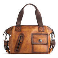 Whatna アンティーク風合い鞣し天 然 牛革 ビジネスバッグメンズ 2way ショルダー 手提げバッグブリーフケース15.6インチPC対応 旅行 出張 通勤 通学 就活 面接 バッグ かばん 男性用WX8612