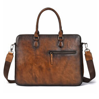 Whatna アンティーク風合い鞣し天 然 牛革 ビジネスバッグメンズ 2way ショルダー 手提げバッグ 2本入ペンホルダー付 ブリーフケース15インチPC対応 旅行 出張 通勤 通学 就活 面接 バッグ かばん 男性用9102