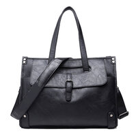 Whatna ビジネス バッグ メンズ 2way ショルダー 手提げ 皮 革 大容量 ブリーフケース A4 15.6インチPC対応 旅行 出張 通勤 通学 就活 面接 バッグ かばん 男性用 黒 9048