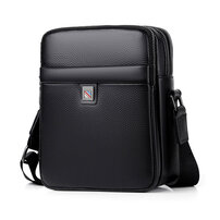 Whatna 天牛革 ショルダーバッグ メンズ メッセンジャーバッグ小さめ ビジネスバッグ ipad9.7収納可縦型 本革 通勤 通学 斜めがけバッグ オシャレ な シンプル な 軽量 実用 自転車 かばん男性用 黒 BND901