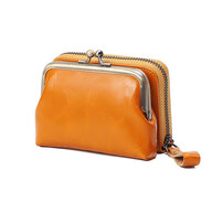 Whatna 天然 厚手 牛革 2点セット 小銭入れ コインケース レディース 2way 札入れ カード入れカードケース ミニ財布 短財布 カード10枚収納 イヤホン収納ケース 本 革 お家はもちろん、旅行、出張持ち運び便利な Q051