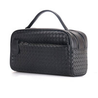 Whatna 牛 革 手作り編み込み セカンドバッグ メンズ バッグ クラッチ バッグ 3way ハンドル 横持ちと 縦持ち 本革 厚手 レザー 2室仕切 手持ちバッグ 結婚式 バッグ フォーマル ビジネス 冠婚葬祭 バッグ 男性用 紳士用 黒