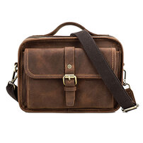 Whatna 天然 厚手 牛革 ミニ ショルダーバッグ メンズ 3way 斜め掛け 手提げ バッグ クラッチ 肩掛けバッグ 本 革 ショルダーベルト付6枚カード Ipad Mini収納可 横型 カジュアル フォーマル ビジネス 通学 通勤 自転車かばん プレゼント男性