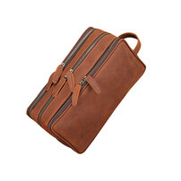 Whatna 厚手 天然 牛革 ミニセカンド バッグ メンズ 手提げバッグ クラッチ バッグ 小さ 化粧かば ボックス型 3室仕切 ダブルファスナー 手持ちバッグ ハンドバッグ 本革 フォーマル 冠婚葬祭 結婚式 バッグ紳士用 男性用