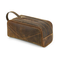 Whatna 厚手 天然 牛革 ミニセカンド バッグ メンズ 手提げバッグ クラッチ バッグ 小さ 化粧かば ボックス型 2室仕切 ダブルファスナー 手持ちバッグ ハンドバッグ 本革 フォーマル 冠婚葬祭 結婚式 バッグ紳士用 男性用