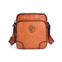 Whatna アンティーク風合い鞣し天 然 牛革ショルダーバッグ メンズ メッセンジャーバッグ 縦型 小さめ ビジネスバッグ B5 ipad9.7収納可 横 型 本革通勤 通学 斜めがけバッグ 自転車 かばん男性用