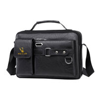 Whatna 革 ショルダーバッグ メンズ 2way 斜め掛け 手提げバッグ 手持げバッグ セカンドバッグ イヤホン穴付 キーリング付 Ipad 10.5収納可 横型 カジュアル フォーマル ビジネス 通学 通勤 肩掛けバッグ 自転車かばん プレゼント男性D234