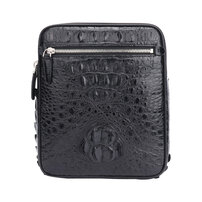 Whatna ワニ革 本革 ショルダーバッグ メンズ メッセンジャーバッグ 縦型 小さめ ビジネスバッグ 9.7インチipad収納可 クロコダイル革 本皮 通勤 通学 斜めがけバッグ かばん男性用 ブラウン 黒（1121）