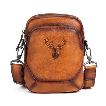 Whatna アンティーク風合い鞣し天 然 牛 革 ワンショルダーメンズ 3way